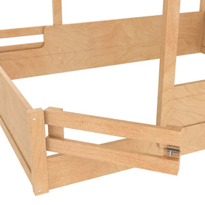 English Elm Queen House Shaped Kids Floor Bed Pine Wood Frame with Guardrails and Personalized Headboard Natural W1580P396335