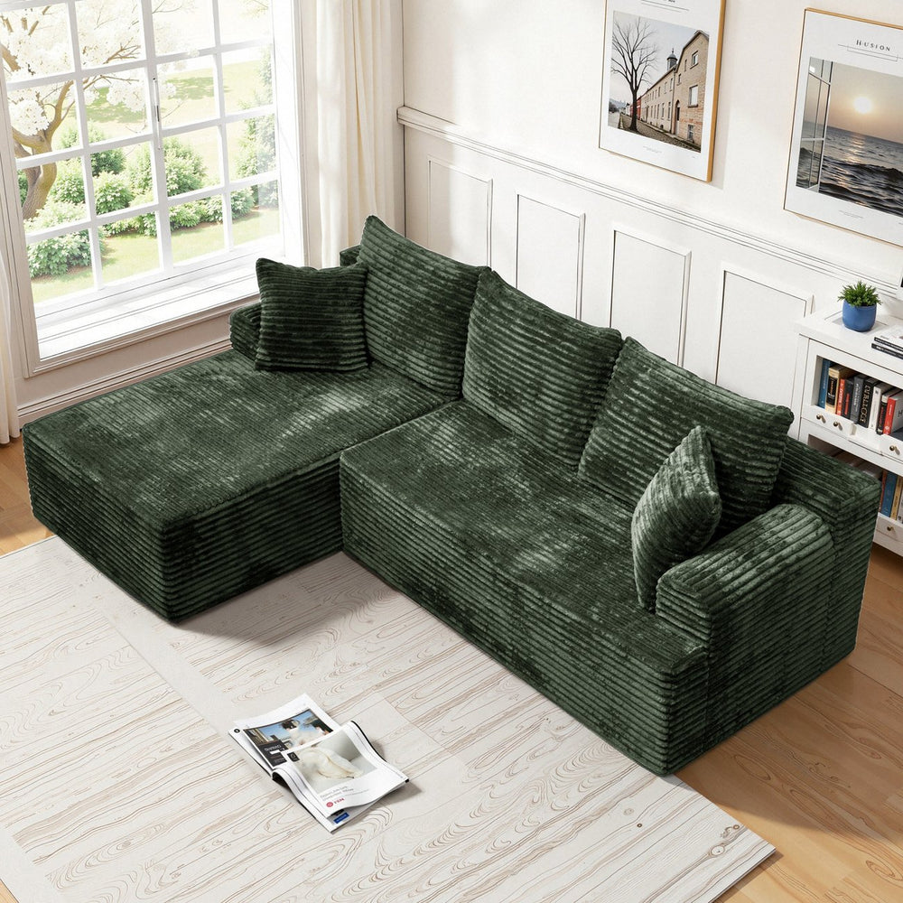 English Elm Modern Chenille Sectional with Chaise Low Profile Modular Sofa for Living Rooms W3653P443564