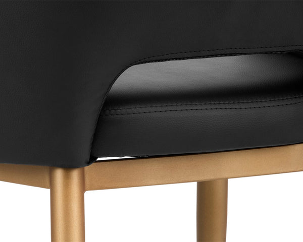 Sunpan THATCHER DINING ARMCHAIR - Stylish Faux Leather & Steel Frame for Modern Industrial Elegance Grey 102743