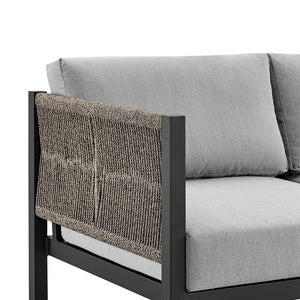 English Elm Solenna Aluminum Rope Outdoor Sofa in Gray — All-Weather, Quick-Dry Cushions, Removable Covers, 83" L B2736P354355