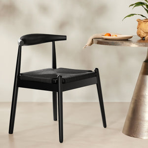 English Elm Weave Dining Chairs Set Of 2 - Elegant Mid-Century Modern Oak Frame With Handwoven Twine Seats T3623P371948-GIGA