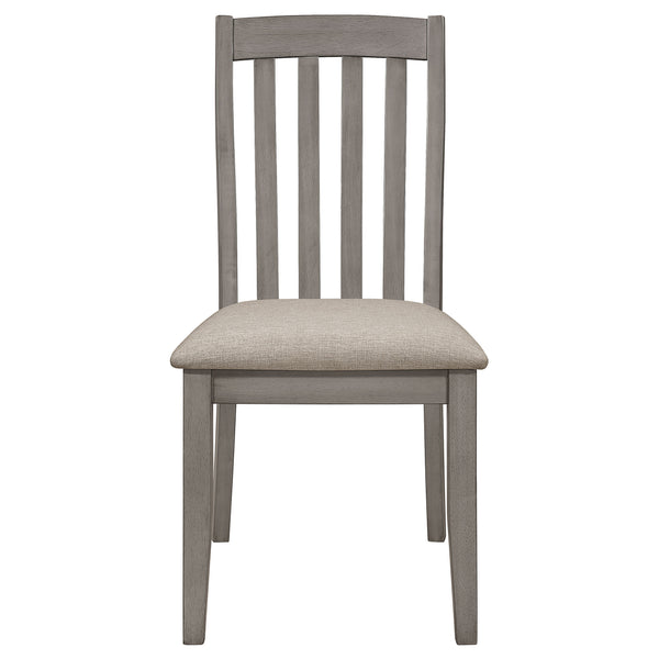 English Elm Kalina 7-Piece Modern Farmhouse Dining Set With Acacia Wood, Coastal Grey Finish & Upholstered Seats B062S01029