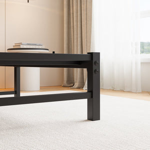 English Elm Full Metal Bed Frame with Wooden Headboard, USB Charging, RGB App Lighting, Large Under-Bed Storage Black W840P209906