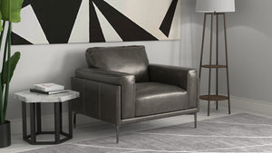 English Elm Wallace & Bay - Charcoal Transitional Leather Chair in Dark Gray Fabric — Stylish, Easy-Care Accent Seating 44"W x 34"D B361P384434