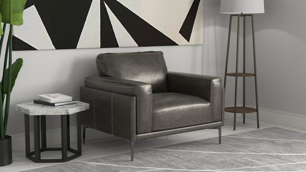 English Elm Wallace & Bay - Charcoal Transitional Leather Chair in Dark Gray Fabric — Stylish, Easy-Care Accent Seating 44"W x 34"D B361P384434