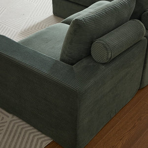 English Elm 99-inch Corduroy L-shaped Sectional Sofa with Reversible Chaise and Neck Pillow Support W834S00614