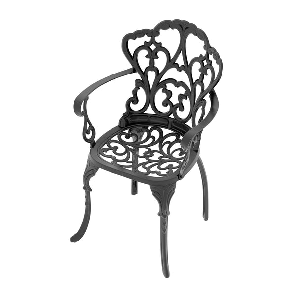 English Elm 5-piece Cast Aluminum Outdoor Dining Set with Ornate Relief Patterned Chairs and Table W1710S00553