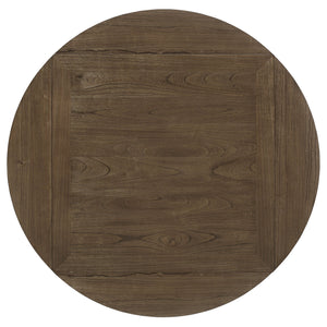 English Elm Bentley Rustic Cream Round Extension Dining Table with Base Shelf, Farmhouse Charm & Weathered Finish B062P331051