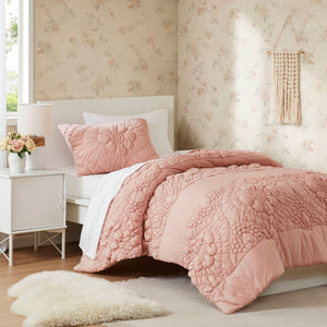 English Elm 3-Piece King Comforter Set In Soft Pink - Cozy, Durable & Machine Washable For Everyday Elegance B035P408219