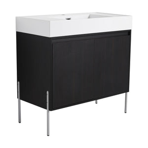 English Elm 36" Freestanding Bathroom Vanity with Durable Resin Sink and Soft-Close Cabinet Doors, Modern Storage Solution for Small Baths W1972S00014