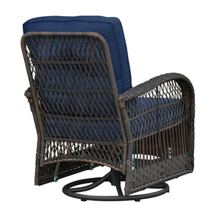 English Elm 3 Piece Outdoor Wicker Rocking Bistro Set with Glass Top Table Patio Porch W1889P500331