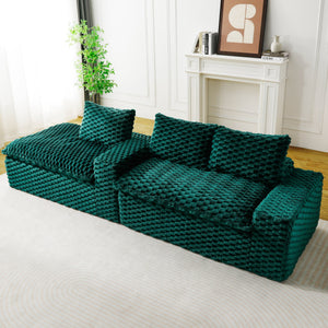 English Elm Green Turtle Velvet Sofa: Convertible Twin-Seat L-Shaped Chaise For Cozy Living Rooms & Small Spaces W3371S00041