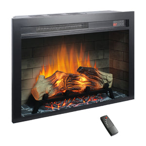 English Elm 28 Inch Electric Fireplace Insert with Eight Flame Colors and Infrared Heating W1769P193705