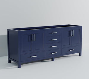 English Elm Navy Double Bath Vanity 80" W x 22" D – Solid Wood Frame, Fully Assembled, Soft-Close Drawers, Ample Storage B2731P258955