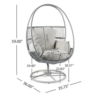 English Elm Christopher Knight Home® - Reno Light Gray Outdoor Wicker Swivel Lounge Chair with PE Rattan, Iron Frame & Waterproof Cushions N775P182311G