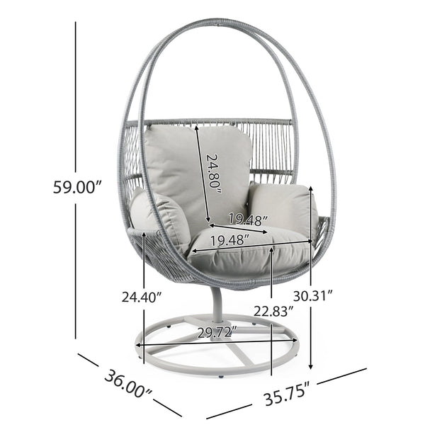 English Elm Christopher Knight Home® - Reno Light Gray Outdoor Wicker Swivel Lounge Chair with PE Rattan, Iron Frame & Waterproof Cushions N775P182311G