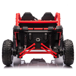 English Elm 24v Two Seater Kids Utv with Parental Remote Dual Motors Four Wheel Suspension Led Red W1578P198433