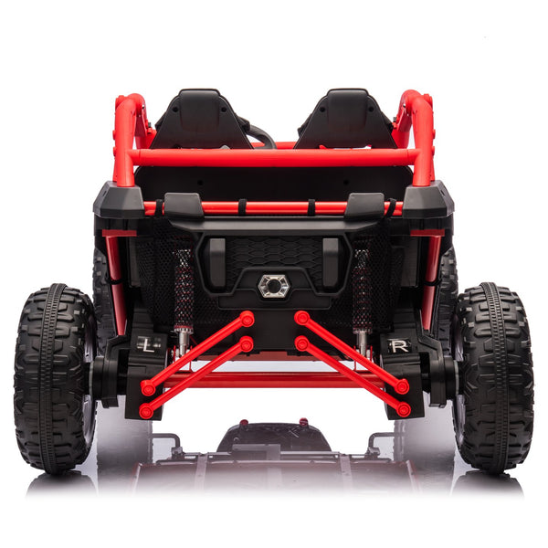 English Elm 24v Two Seater Kids Utv with Parental Remote Dual Motors Four Wheel Suspension Led Red W1578P198433