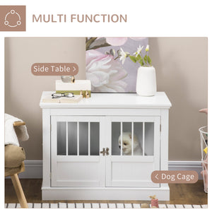 English Elm Pawhut Wooden Dog Crate End Table with Triple Doors for Small Breeds Indoor Use W2225P229092