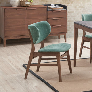English Elm Mid-Century Upholstered Dining Side Chairs Set of 2 with Curved Backrest Foam Padding Sleek Appeal Green,Walnut 27 L x 39.5 W x 9.5 H B2741P345230