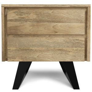 English Elm Lowry Natural Side Table - Handcrafted Mango Wood & Metal, 2 Drawers + Open Shelf, Modern Industrial Style B136P203466