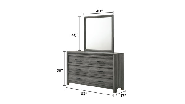 English Elm Denver Modern 6-Drawer Dresser In Gray - Stylish Storage Solution For Contemporary Bedrooms B009P272307