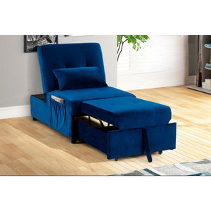 English Elm Velvet Adjustable Sleeper Lounge Chaise with Convertible Back, Plush Navy Velvet, 72" Long Comfort Recliner B011P367207