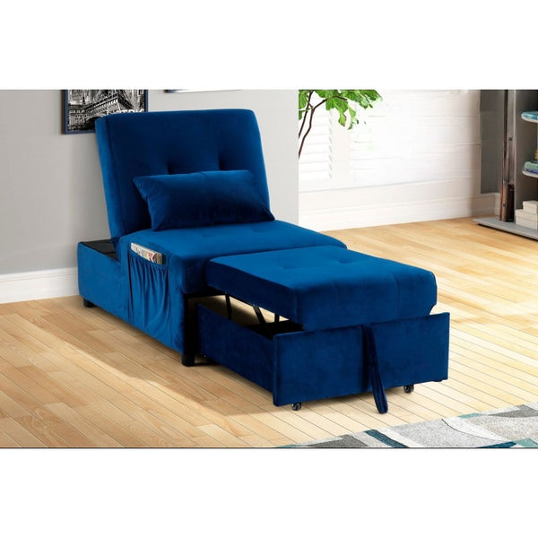 English Elm Velvet Adjustable Sleeper Lounge Chaise with Convertible Back, Plush Navy Velvet, 72" Long Comfort Recliner B011P367207