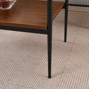 English Elm Set Of 2 Modern Rectangle End Tables With Tempered Glass Top & Mdf Shelf For Stylish Living Rooms W241P184253-GIGA