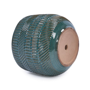 English Elm 3 Pieces Ceramic Flowerpot Set - Handcrafted Antique Navy Blue Planters For Garden, Patio & Home W3273P322001