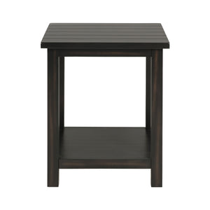 English Elm Wood Pine End Table with Open Shelf Rustic Farmhouse Living Room Accent Piece Distressed Black B016P472799