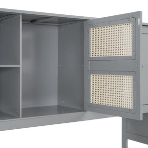 English Elm Twin Size Wooden Daybed With Trundle, Integrated Storage Cabinet & Shelves In Elegant Gray Finish N820S00048E-GIGA