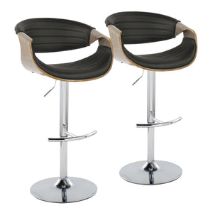 English Elm Mid-century Tufted Faux Leather Swivel Barstools with Chrome Base Set of 2 B202S01020