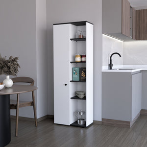 English Elm Harman Tall Pantry Cabinet with Open Shelving Enclosed Door and Slim Kitchen Profile B128P460146