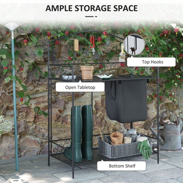 English Elm Outsunny Folding Potting Bench With Built-In Soil Bag, Ergonomic Design & Ample Storage For Gardeners W2225P217245-GIGA