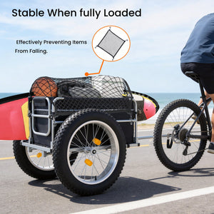 English Elm Upgraded Fat Tire Bicycle Cargo Trailer Heavy Duty Foldable Hauler for Camping Trips W2932P417634