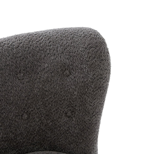 English Elm Swivel Club Chair Barrel Back Faux Leather 360 Degree Turn Living Room Accent Dark Grey N776P246078D