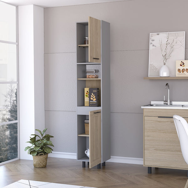 English Elm Everly Multicolor Kitchen Pantry Cabinet with Six Shelves & Double Doors — Space-Saving, Modern Design, Easy Assembly B128S00137