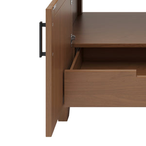 English Elm Christopher Knight Home® - 36" Rattan Bathroom Vanity with Ceramic Sink and Soft-Close Drawers, Handwoven Door Texture, Solid Wood Legs, Spacious Storage Elegance Brown N817P271077B