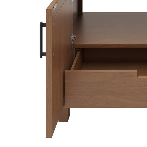 English Elm Christopher Knight Home® - 36" Rattan Bathroom Vanity with Ceramic Sink and Soft-Close Drawers, Handwoven Door Texture, Solid Wood Legs, Spacious Storage Elegance Brown N817P271077B