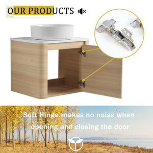 English Elm 24'' Wall-Mounted Bathroom Vanity With Soft-Close Door & Stylish Ceramic Sink For Small Spaces W999S00457
