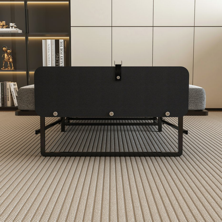 English Elm Metal Folding Bed Frame with 4" High-Density Foam Mattress, 300 lb Capacity, Compact 14" Foldable Rollaway with Wheels for Guests W1960P381470