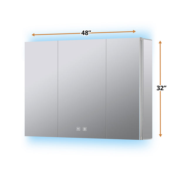 English Elm Corsica Triple Door Led Medicine Cabinet with Defogger Aluminum Frame Bathroom Mirror B2731P477803