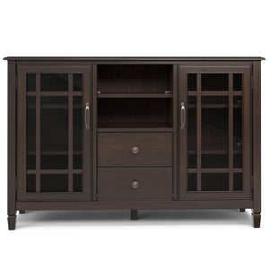 English Elm Connaught Tall TV Stand Brown Pine - Handcrafted Solid Wood, Tempered Glass, 60" TV, Ample Storage B136P261842