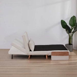 English Elm TRIO Extra Loveseat sleeper sofa bed converts in 10s with 3-position backrest, breathable linen, silent hinges for small spaces Beige W3391P325413