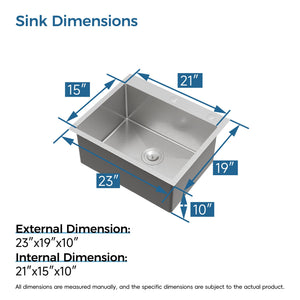 English Elm Stainless Steel Handmade Single Bowl Overmount Kitchen Sink with Dark Gray Matte Finish T3177P370627