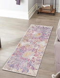 Unique Loom Deepa Imersion Machine Made Abstract Rug Multi, Ivory/Gray/Gold/Light Blue/Purple 2' 6" x 12' 2"
