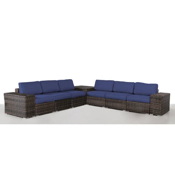 English Elm Fully Assembled Outdoor Rattan Wicker 6-Person Seating Group With Hidden Storage & Cushions B120S00160