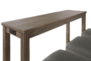 English Elm Transitional Counter Height 3pc Dining Set with USB Charging, Storage Shelves & Padded Seats Gray 69 L x 22 W x 12 H B2741P384393