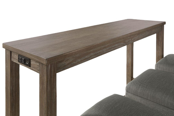 English Elm Transitional Counter Height 3pc Dining Set with USB Charging, Storage Shelves & Padded Seats Gray 69 L x 22 W x 12 H B2741P384393